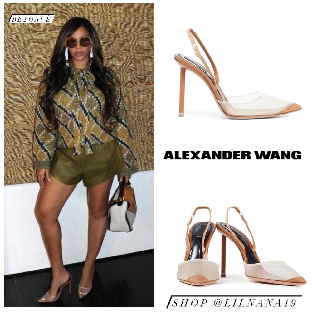 ALEXANDER WANG Mesh Caramel Slingbacks Heels